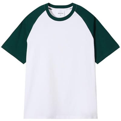 Zomer Raglan T-shirt met Korte Mouwen Echt Katoen Retro Kleurblokkering T Modemerk Heren- en Damesstijl M white