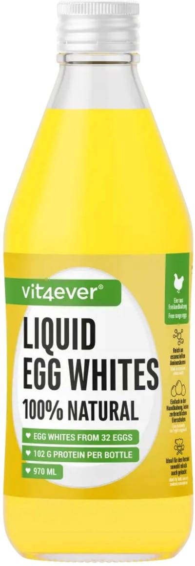 Vit4ever - Vloeibaar Eiwit – 970 ml – 102 g eiwit per fles – Uit vrije uitloop eieren – Ideaal voor shakes, omeletten & bakken – Vetvrij, lactosevrij, glutenvrij