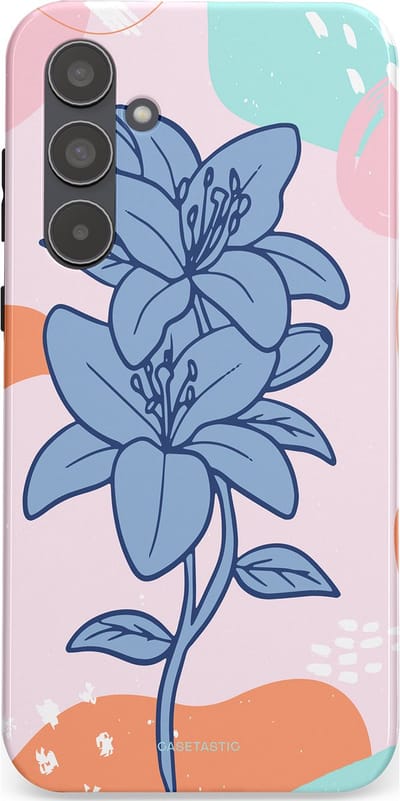 Casetastic hoesje geschikt voor Samsung Galaxy A55 - Dubbellaagse bescherming - Roze Paarse Lelie Bloemen - Fashion Case - Wit Perzik Lichtblauw Mintgroen