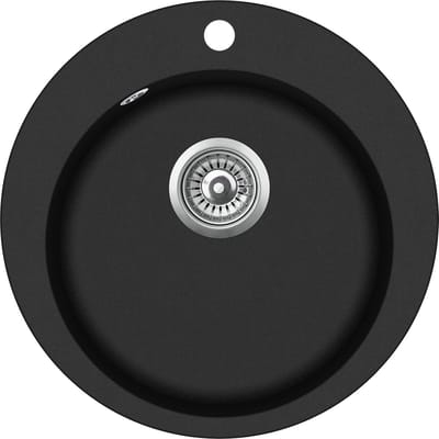 GURARI spoelbak SR 100 - 601 W., (1 st), inbouw gootsteen, keuken gootsteen, zwart, incl. sifon, 50,5, Ø 39,5 x 19