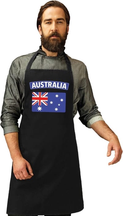 Keukenschort - Barbecueschort - I Love Australie vlag - zwart - heren en dames - Landen supporters - Gerechten - Avond