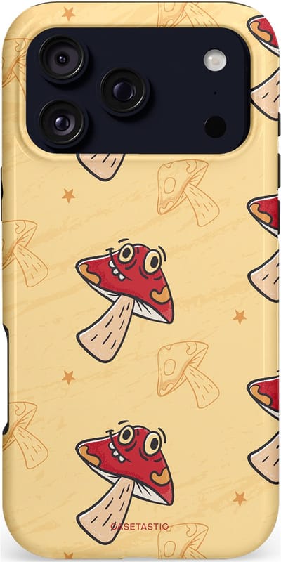 Casetastic hoesje geschikt voor Apple iPhone 17 Pro Max - MagSafe - Dubbellaagse bescherming - Vrolijke Paddestoel - Fashion Case - Beige Bordeaux