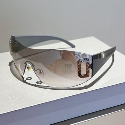 Lunettes de soleil sans monture vintage Y2K Femmes Hommes Luxe Designer Punk Sport Teintes UV400