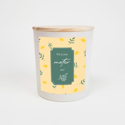 Geurkaars in glas - Meter vragen - Wil jij mijn meter zijn - Geurkaarsen geschenkset - Geurkaars - WIT - Lemon botanical design