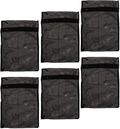 Mesh Waszakjes - Wasnetten Rits - Kleine Was Beschermen - Set van 6 stuks - 38x28 cm - Zwart