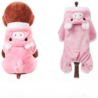 Huisdier Hondenkleding Grappige Varkensvorm Warme Fleece Jumpsuits voor Kleine Honden Puppy Hoodies Chihuahua Yorkshire Kostuum Jassen XS pink