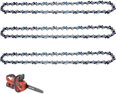 Zaagketting set van 3, 1,1 mm, 40 TG voor 25 cm zwaard, halfbeitelketting, terugslagarme zaagkettingen voor tuinonderhoud en houtbewerking