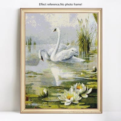 Peinture diamant thème cygne, broderie 5D à faire soi-même, mosaïque complète en diamant rond, point de croix, à faire soi-même 30X40CM