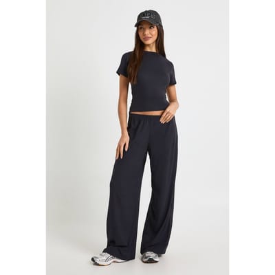 boohoo Dames Ultrazachte wijde pijpenbroek | Zwart | Maat: 34
