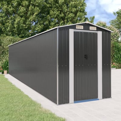 vidaXL - Tuinschuur - 192x855x223 - cm - gegalvaniseerd - staal - antracietkleurig
