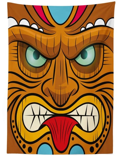 ABAKUHAUS Tiki Bar Tafelkleed – 140x240 cm – Satijnmix, Meerkleurig, Wasbaar
