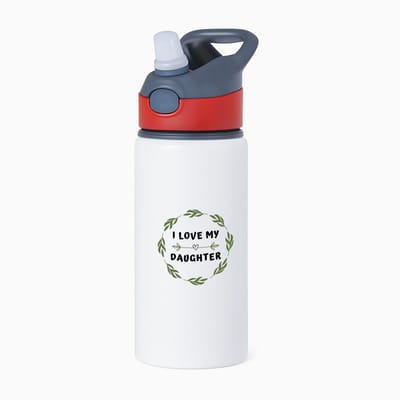Hacebo® - I love my daughter waterfles met rietje rood - Dochter - liefste dochter - verjaardag - cadeautje voor dochter - dochter artikelen - kado - geschenk - water fles - 650ML