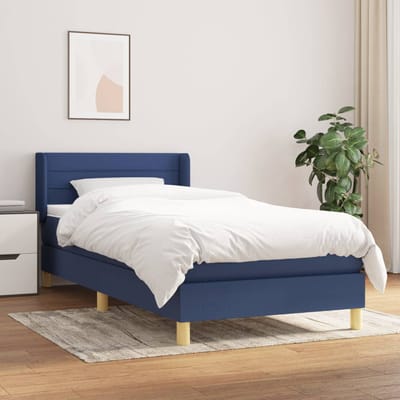 vidaXL - Boxspring - met - matras - stof - blauw - 80x200 - cm