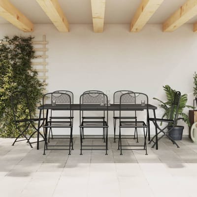 vidaXL - 9-delige - Tuinset - metaalgaas - antracietkleurig