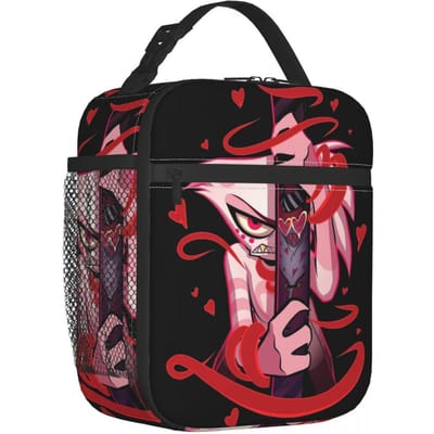 Angel Dust Hazbin Hotels Geïsoleerde Lunchtas Zwarte Komedie Opbergruimte Voedseldoos Draagbare Koeler Thermische Lunchbox School Large