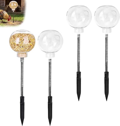 Dailygoods - Interactieve voederdispenser voor kippen, 4 kippenspeelgoed met langzame veer, voederdispenser voor gevogelte en vogels, verlicht verveling en bevordert een gezonde groei