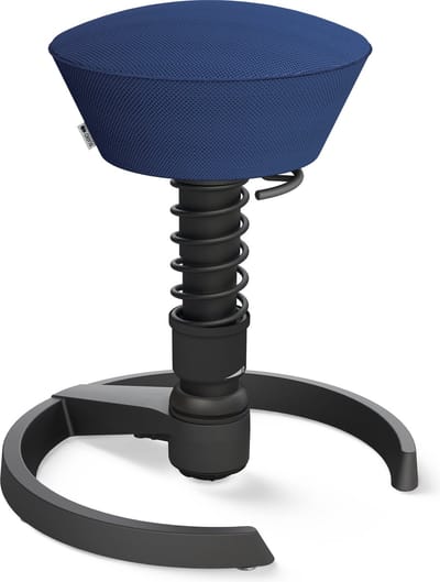 Aeris Swopper - ergonomische bureaukruk - zwart onderstel - blauwe zitting - gliders - mesh - hoog