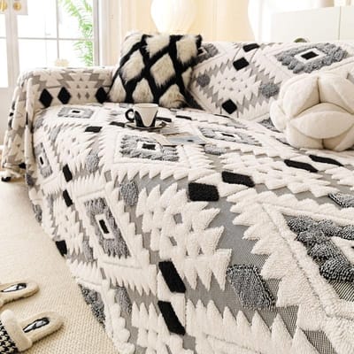 Ruit Pluche Sofa Deken Winter Warm Sofa Volledige Cover Plaid Deken L-Vormige Sofahoes Kamer Dutje Ontspanning Fauteuil Bank Slipcovers 180x130cm S