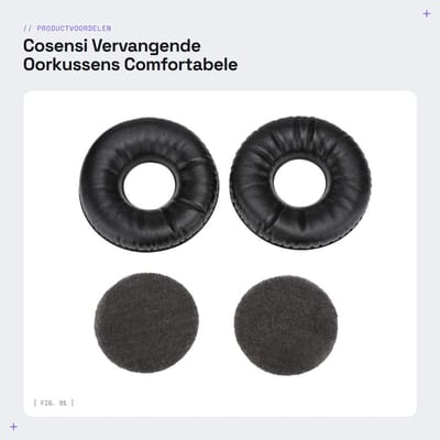 Dailygoods- Oorkussen Vervanging - Koptelefoonkussens - Katoen - Zwart - 2 Stuks - 8,8 x 8,8 x 1,5 cm - Koptelefoonkussen