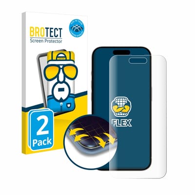 BROTECT - Screenprotector voor Apple iPhone 15 Pro - Folie Beschermfolie transparant volledig dekking - 2 Stuks