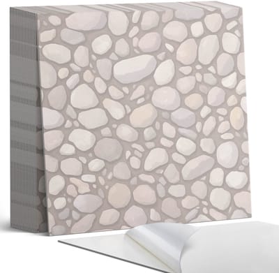 Coloray Plaktegels - Natuursteenpatroon Zelfklevende Tegels - 20 cm x 20 cm - Beige Plaktegels - 20 stuks - Vierkant PVC Tegels - Plaktegels Badkamer - Plaktegels Vloer - Vinyl Tegels Zelfklevend - Wandtegel Zelfklevend