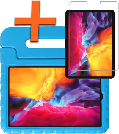 Hoesje - Geschikt voor Apple iPad Pro (2022) - 11 inch - 4e generatie - Met Screenprotector - Kinderhoes Shockproof Bumper - Kidsproof Case - Tablet Hoes - Kinder Hoes Cover - Blauw