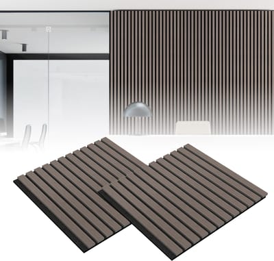 Houten Akoestische Panelen 60×60 cm Walnoot Bruin – Akoestisch Wand- en Plafondpaneel – Geluidsabsorptie – Set van 2