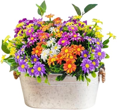 10 Bundels Kunststof Daisies, UV-bestendige Nepbloemen voor Buiten en Binnen, Perfect voor Bruiloften en Decoratie van Lente Wildflowers