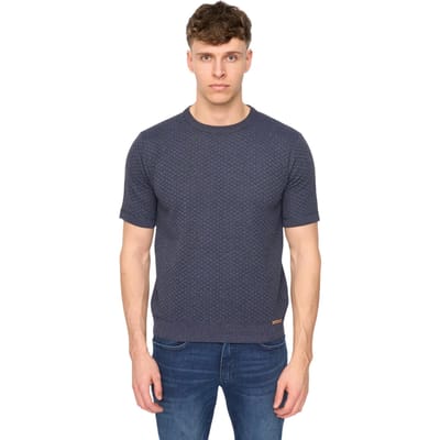 Duck and Cover Heren Mataso Gebreid T-Shirt (Slate Blue)