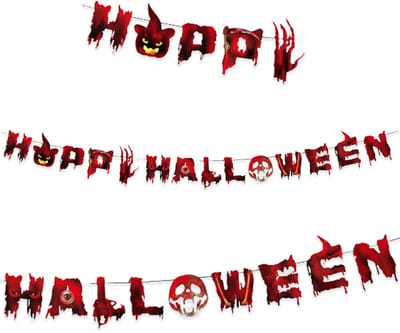 BTH - Letterslinger - Happy Halloween Bloed - Halloween - Halloween Decoratie - Halloween Versiering - Vlaggenlijn - 1 St