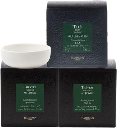 Dammann 3 x - Thé vert Jasmin 25 cristal zakjes - 3 x D3794 Groene jasmijn thee - totaal 75 cristal zakjes - Met gratis theetip