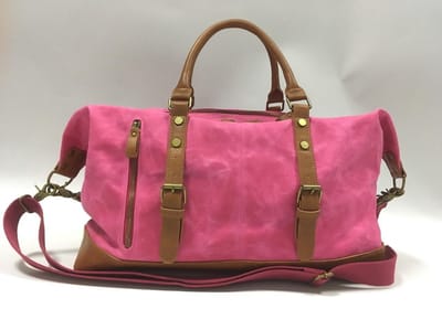 Rose - Roze  - Cowgirl duffle wax-canvas bag '' retro tas''- schoudertas- damestas- canvas tas- trendy tas -rose tas -  roze tas- pink bag - waxed canvas - roze canvas - roze trendy -LIMITED EDITION- barbie