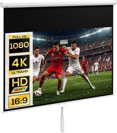 HOMCOM projectiescherm 266x149 cm, 120 inch, 16:9, HD 4K projectiescherm, oprolbaar scherm voor thuisbioscoop en kantoorpresentaties