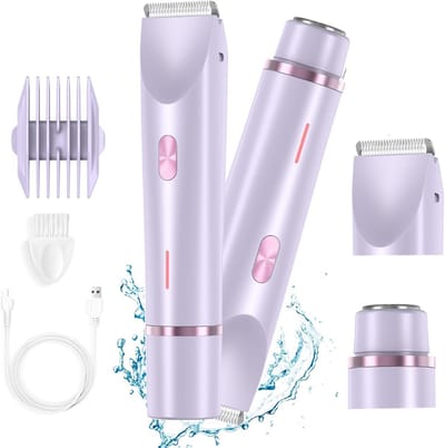 2-in-1 Elektrisch scheerapparaat voor vrouwen — Volledig waterdicht — Bikinitrimmer — Comfortabel & zacht — Zachte, pijnloze trimmer, ontworpen voor het lichaam en gevoelige zones — Paars