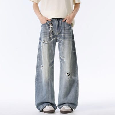 Amerikaanse Gescheurde Jeans Heren Losse Rechte Broek 2XL