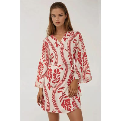Bloemen V-hals Mini Jurk