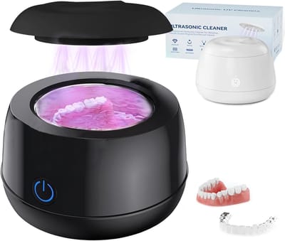 Ultrasone Retainerreiniger – 48 kHz Ultrasoon Reinigingsapparaat voor Kunstgebitten, Draagbare Ultrasone Reiniger voor Kunstgebitten, Gebitsbeschermers, Beugels en Sieraden – 220 ml (Zwart)