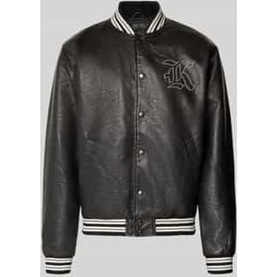 Collegejack in leerlook met labelstitching