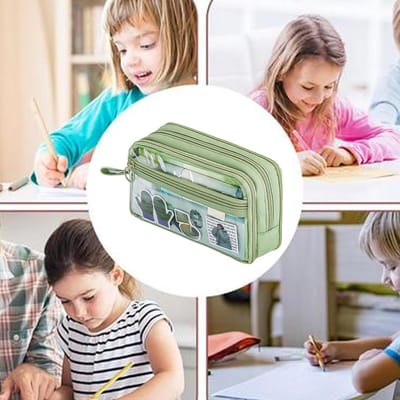 Transparant Pennen etui - Potlood etui doorzichtig - Stationery organiseren - 6-laags ontwerp - 21 x 65 x 13 cm