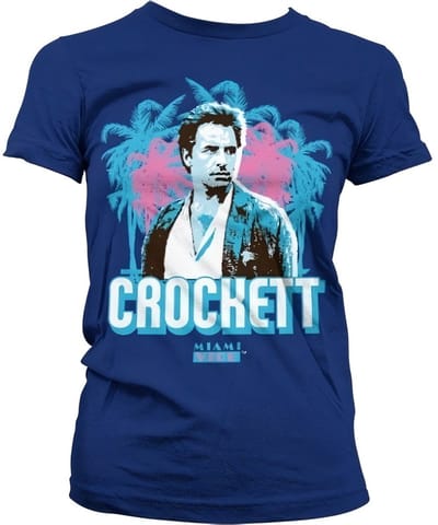Miami Vice Crockett Palms Girly T-shirt voor dames, marineblauw