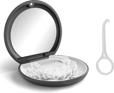 Draagbare Kunstgebitdoos met Spiegel en Magnetisch Slot - Ideaal voor Tandhouders en Aligners