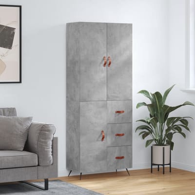 vidaXL - Hoge - kast - 69,5x34x180 - cm - bewerkt - hout - betongrijs