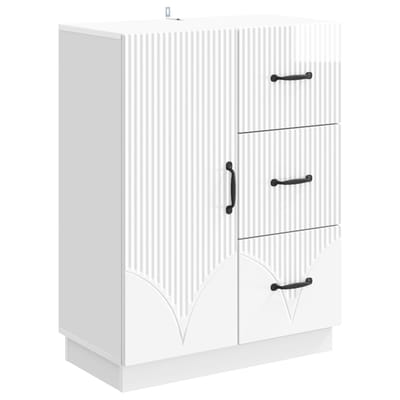 vidaXL - Dressoir - met - lade - Hoogglans - Wit - 66 - x - 34,5 - x - 87 - cm - Bewerkt - hout