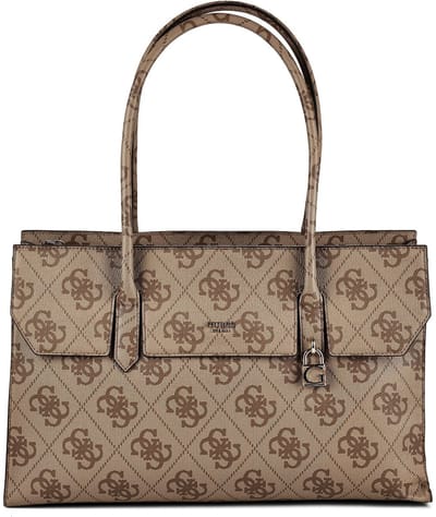 GUESS schoudertas Kiera Tote Latte Logo Lichtbruin