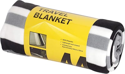 Lichtgewicht Fleece Deken 150cm x 120cm Zwart Wit Grijs Strepen