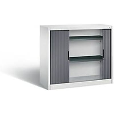 C + P Omnispace rolluikkast, 2 OH, afsluitbaar, B 1200 x D 420 x H 1030 mm, staal/kunststof, lichtgrijs/zwartgrijs