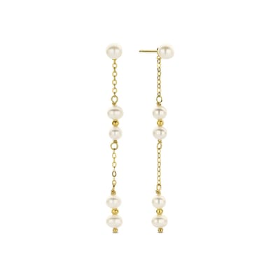 New Bling - 9NB-PRL13C - zilveren oorbelhangers met parels - 925 sterling silver