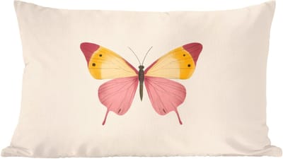 Sierkussens - Kussentjes Woonkamer - 60x40 cm - Vlinder - Illustratie - Roze