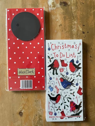 Alex Clark Magnetic Notepad or To-Do list ~ Magnetisch Notitieblok Kerst Vogels 'Christmas To Do List'
