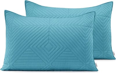 Goodivery ® Stijlvolle Kussenhoezen Set met Geometrisch Ultrasonisch Quilten in Blauw en Grijs